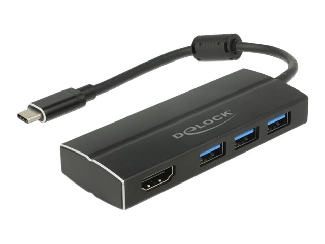 DELOCK USB 3.1 Adapter USB-C>3xUSB 3.0-A Hub + 1xHDM 4K 30Hz DP Alt Mode