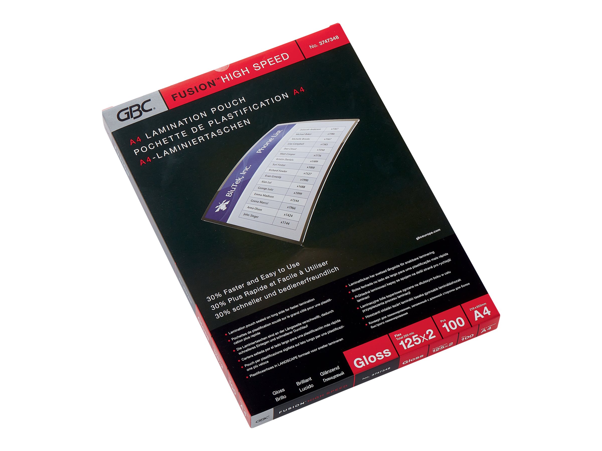 100 GBC High Speed Laminierfolien glaenzend fuer A4 125 micron 100 GBC High Speed Laminierfolien glaenzend fuer A4 125 micron
