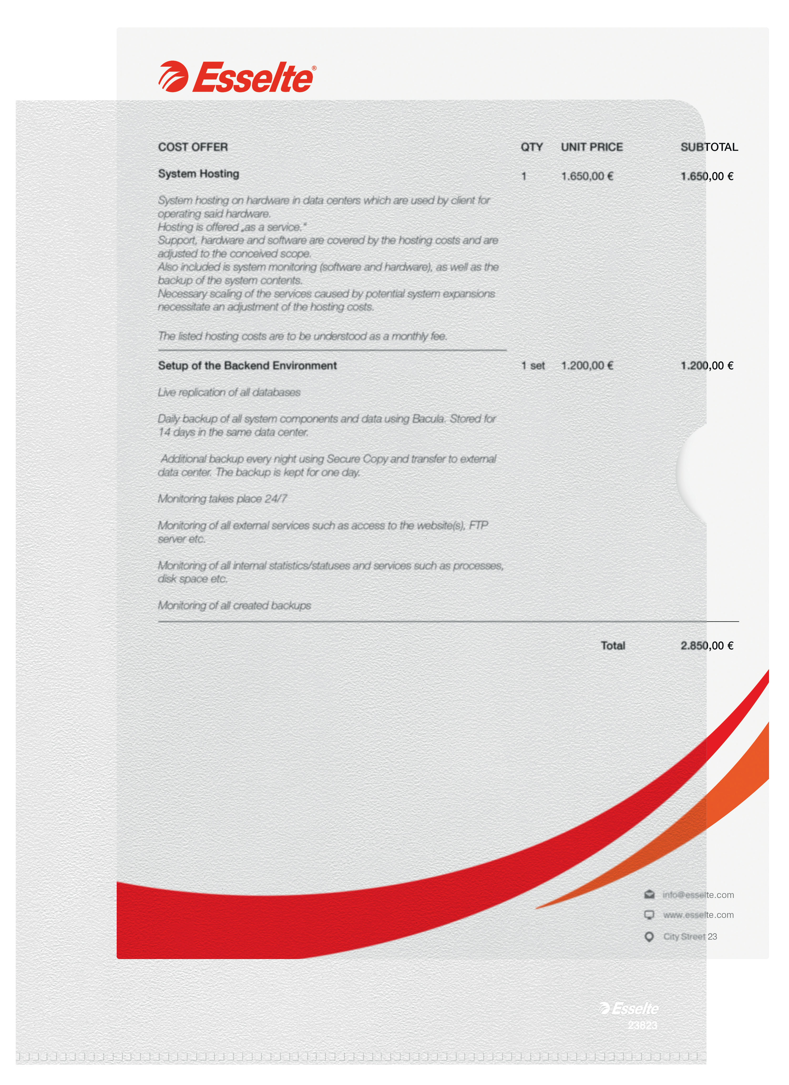 Esselte Sichthuellen 23823 DIN A4 transparent genarbt 0,12 mm, 100 St