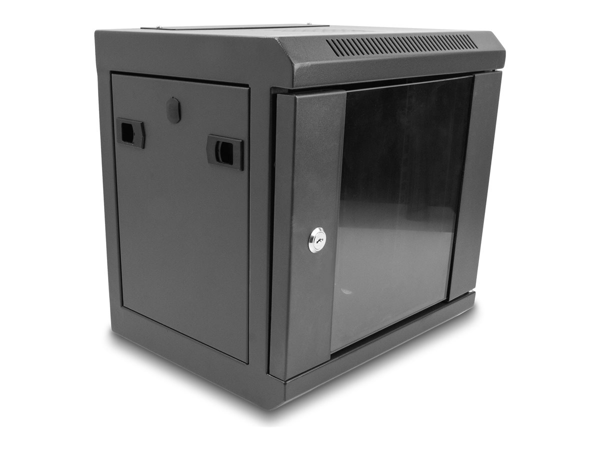 10 Netzwerkschrank mit Glastuer 6 HE schwarz