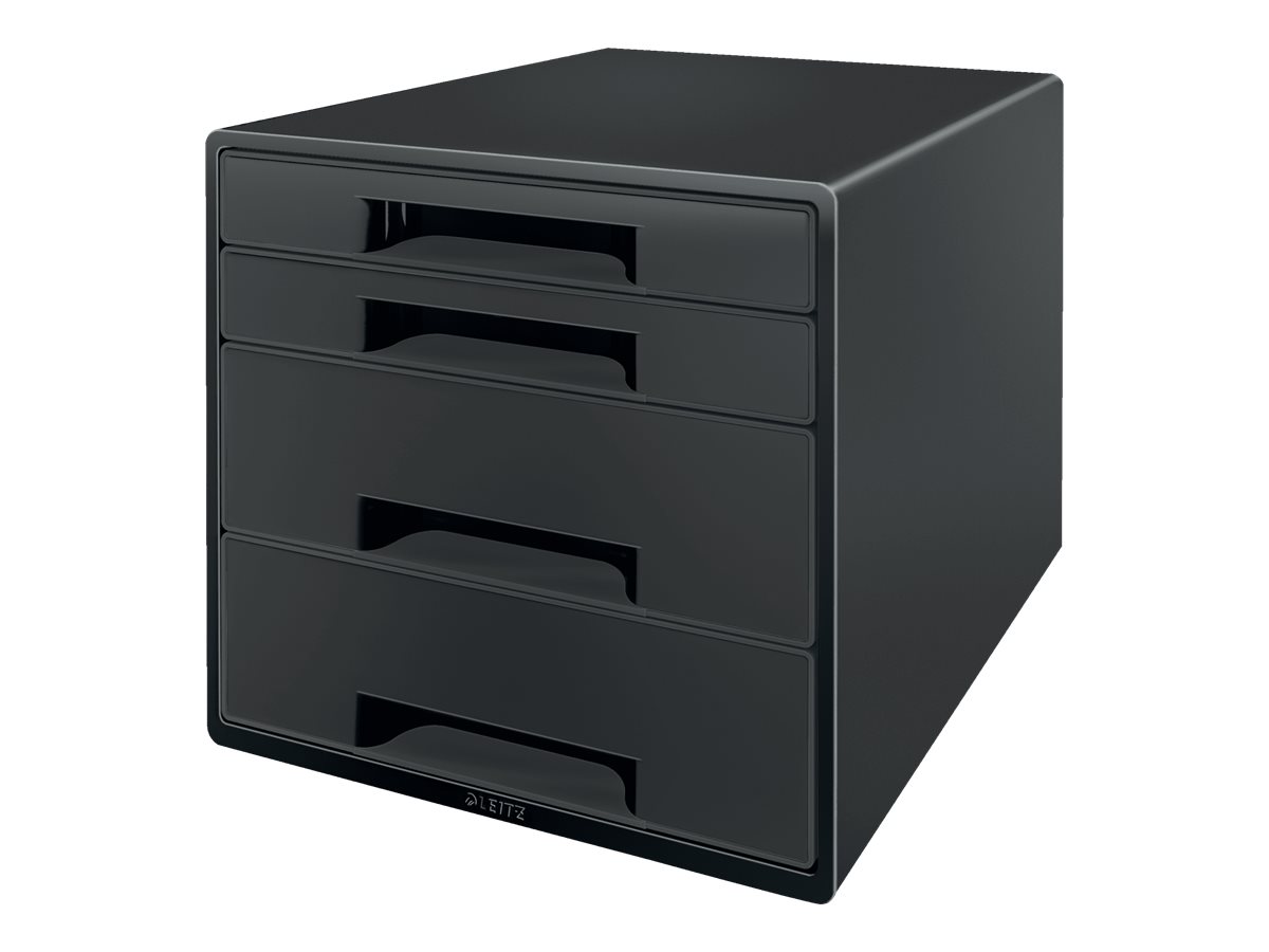LEITZ Schubladenbox CUBE   schwarz/grau 53720095, DIN A4 mit 4 Schubladen