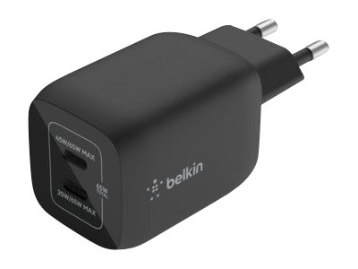 65W Dual USB-C GaN Ladegerät mit PD und PPS, schwarz