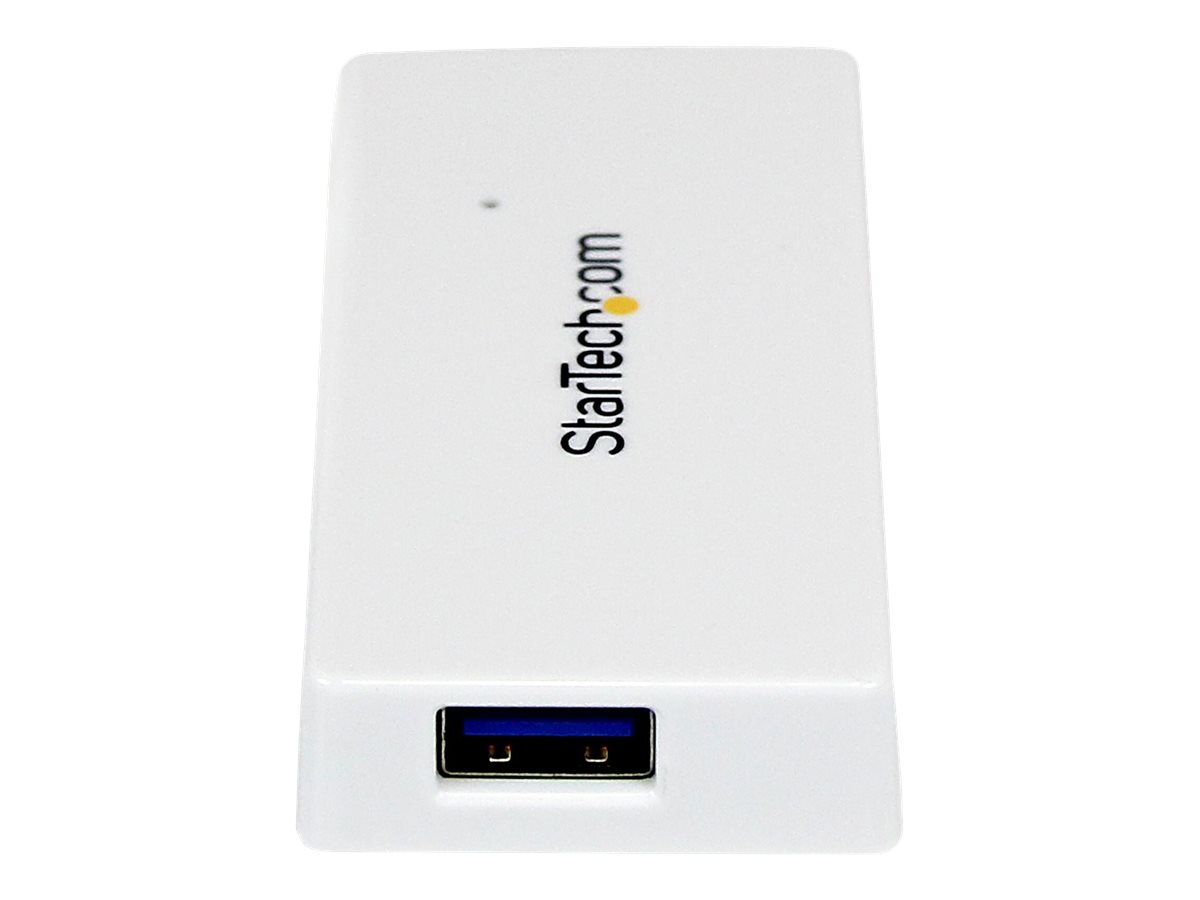 STARTECHCOM 4 Port USB 30 SuperSpeed Hub Weiss Portabler externer Mini USB Hub mit eingebautem Kabel
