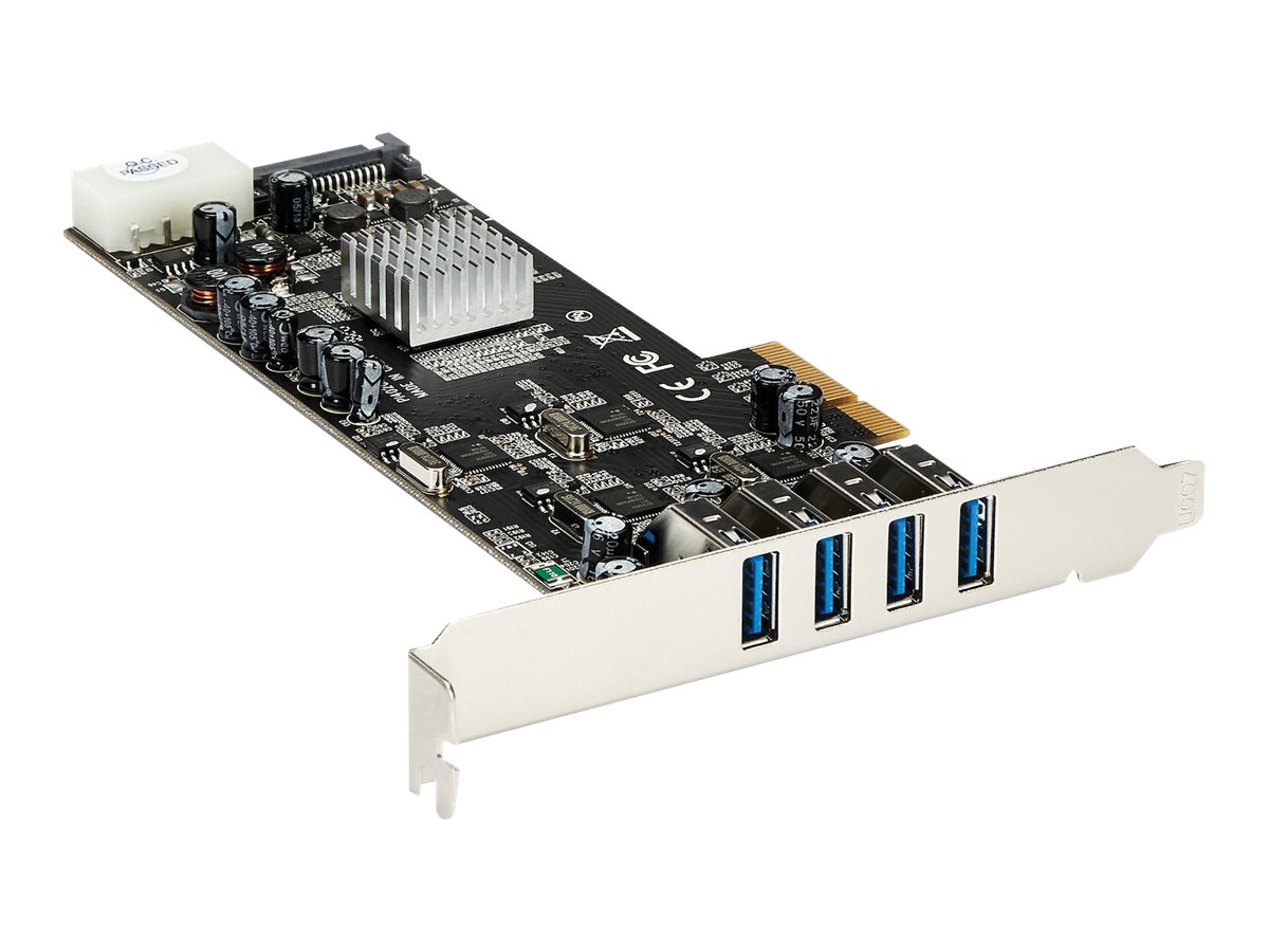 STARTECH.COM PEXUSB3S44V 4 Port Quad Bus PCIe USB 3.0 Adapter Card w/ LP4+SATA Power