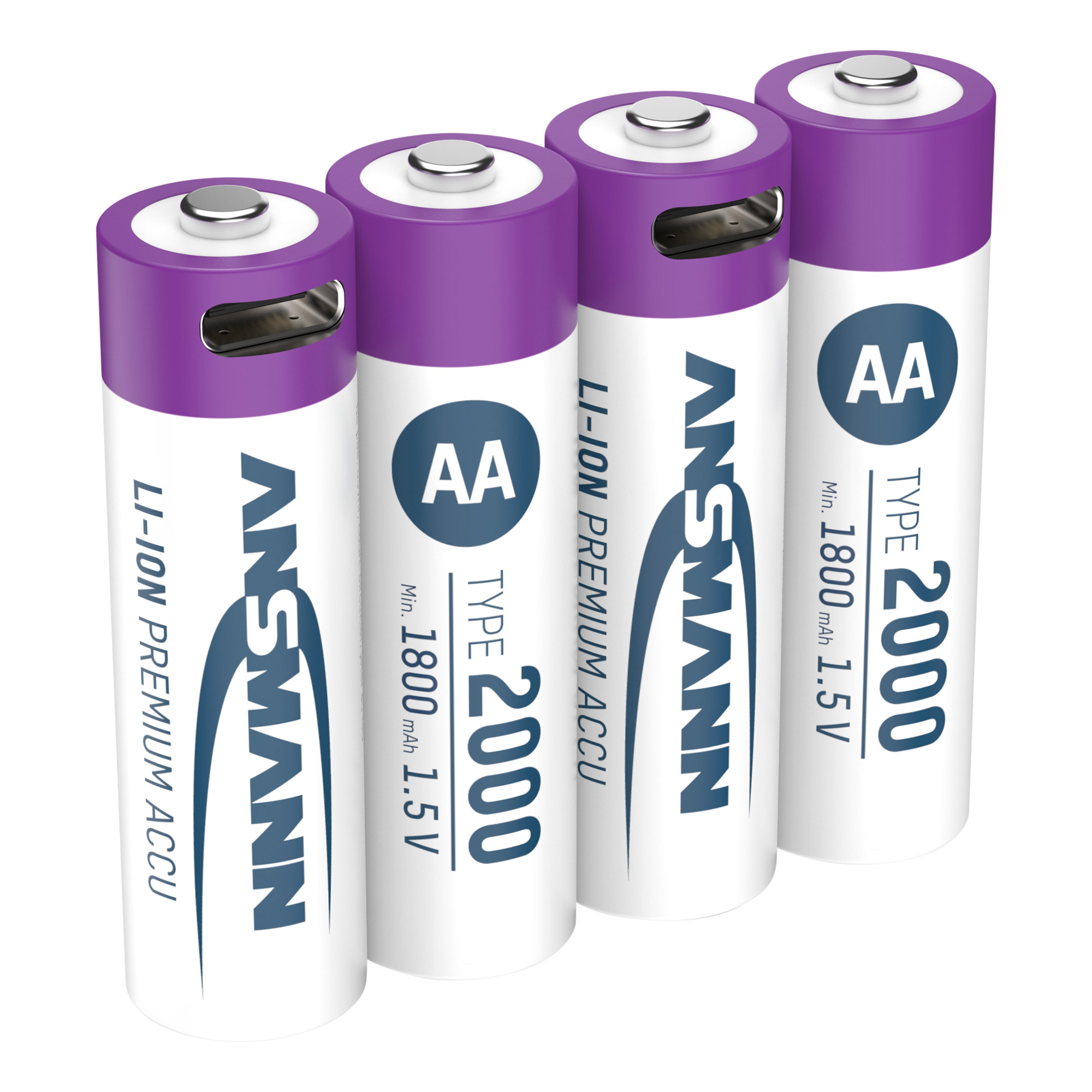 ANSMANN USBAkkus mit Ladekabel 2000 LiIon Mignon AA 1800 mAh, 4 St