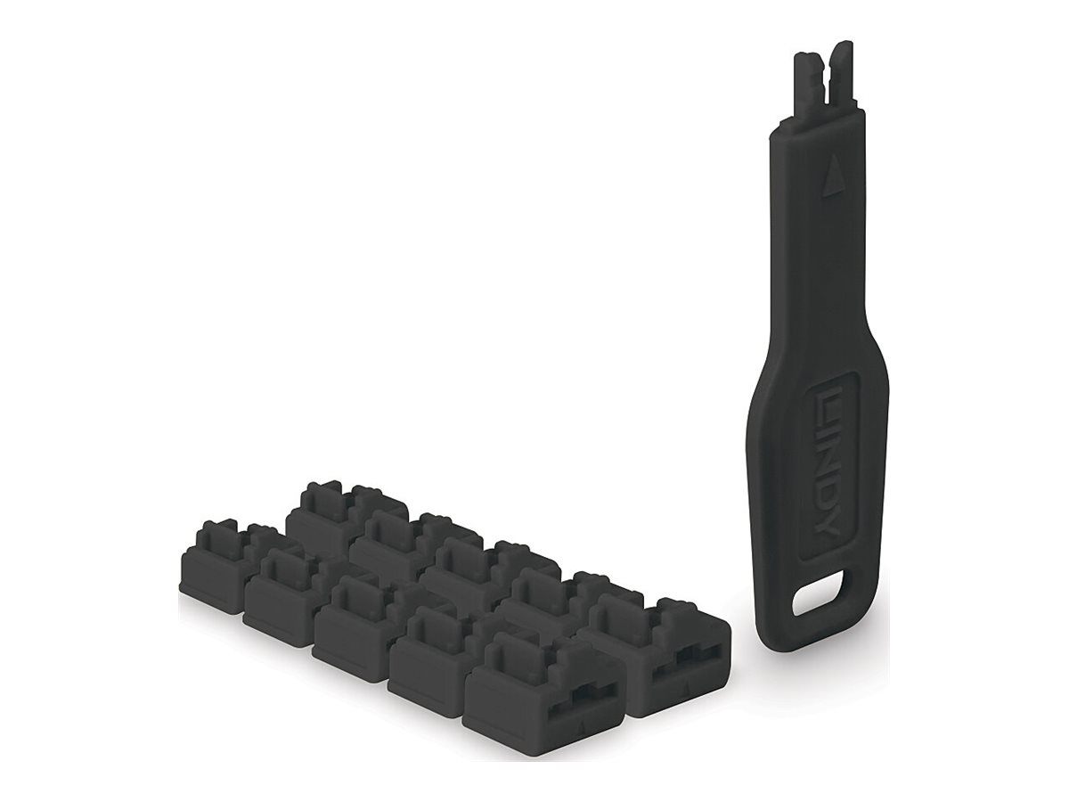 LINDY RJ45 Port Schloesser SCHWARZ, 10 Stck 1 Schluessel