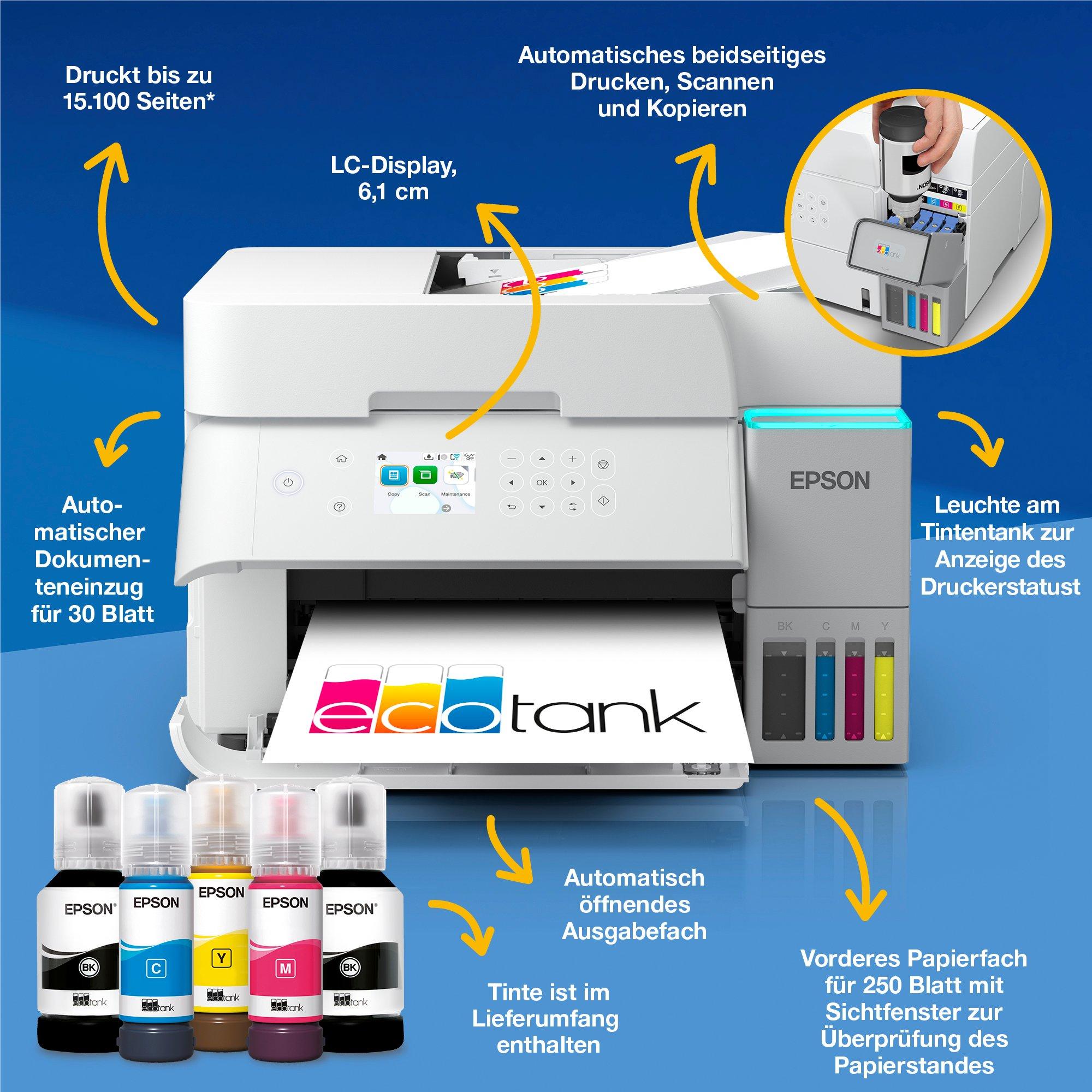 EPSON EcoTank ET3956 3 in 1 TintenstrahlMultifunktionsdrucker weiß