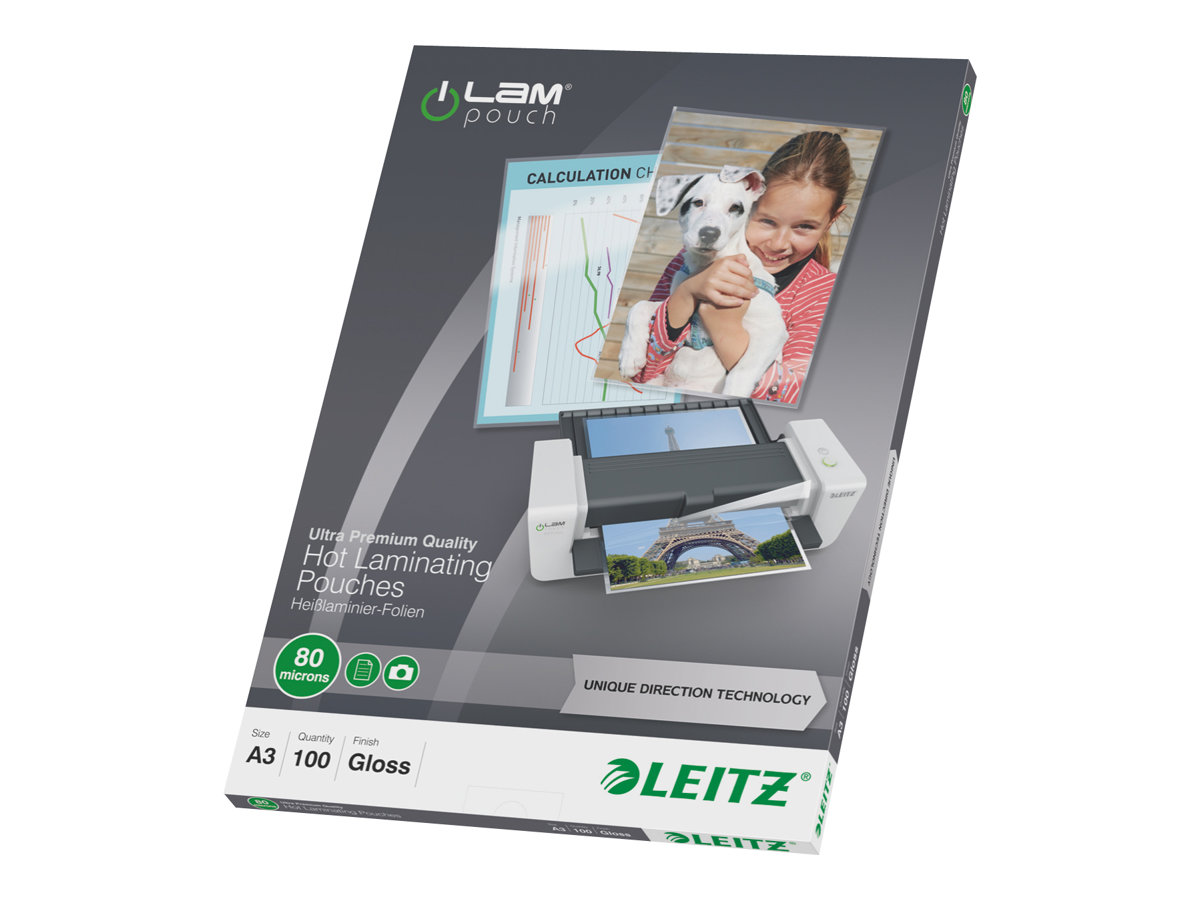 100 LEITZ UDT Laminierfolien glaenzend fuer A3 80 micron