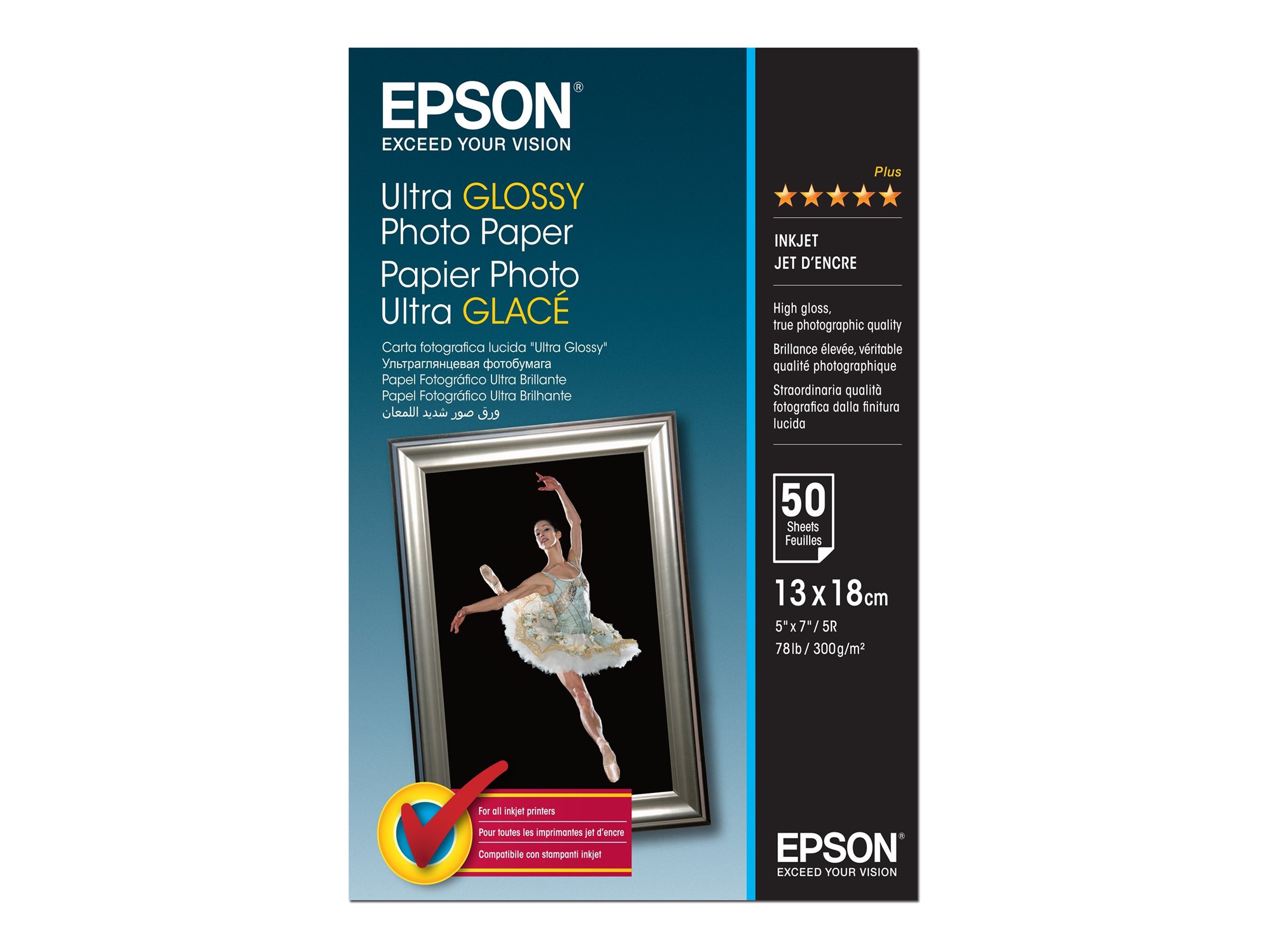 EPSON Fotopapier S041944 13,0 x 18,0 cm hochglÃ¤nzend 300 g/qm 50 Blatt