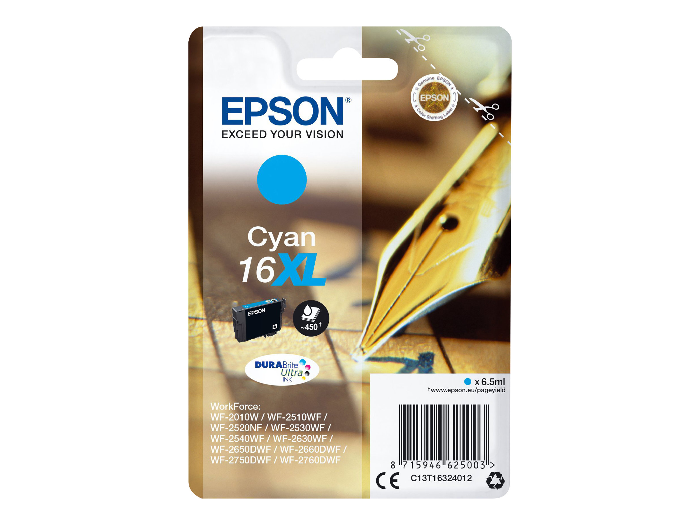 C13T16324012 EPSON WF Tinte cyan HC 450 C13T16324012 EPSON WF Tinte cyan HC 450