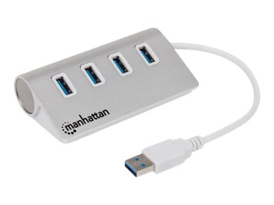 MANHATTAN 4-Port USB 3.0 Hub 4 USB 3.0 Typ A-Ports Aluminiumgehaeuse Stromversorgung ueber USB oder Netzteil MANHATTAN 4-Port USB 3.0 Hub 4 USB 3.0 Typ A-Ports Aluminiumgehaeuse Stromversorgung ueber USB oder Netzteil