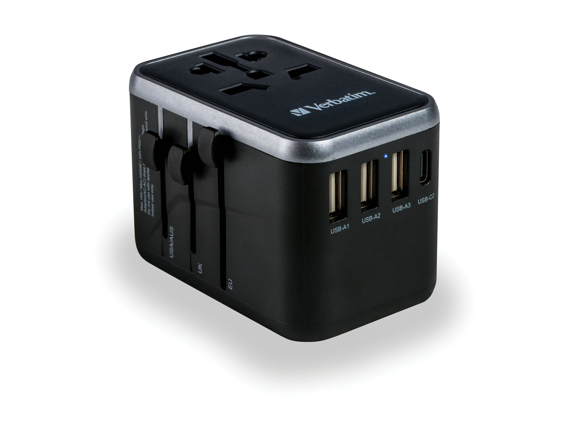 Verbatim Universal-Reiseadapter mit USB-C PD und QC, USB-C- und 3 USB-A