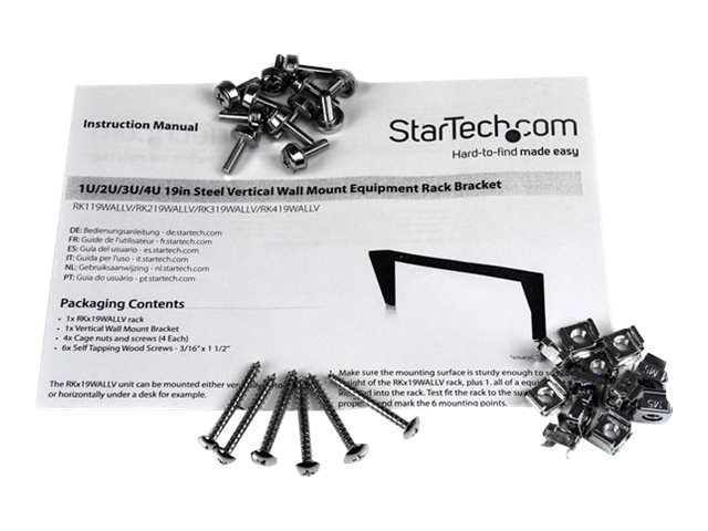 STARTECH.COM 2U 19in Steel Vertical Wall Mount Equipment Rack Bracket