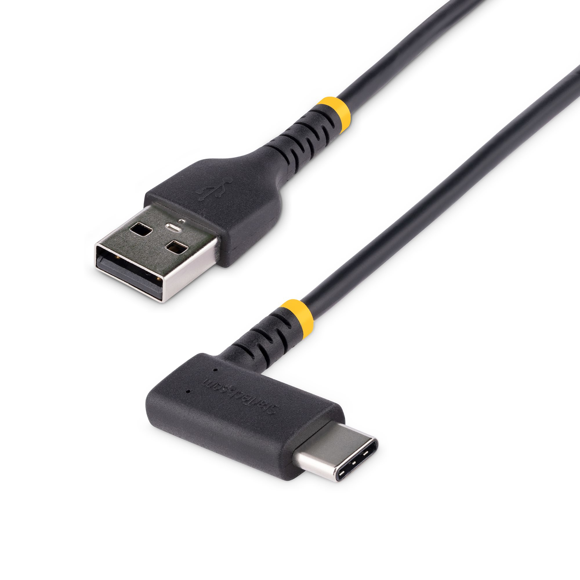 STARTECHCOM 6ft 2m USB A to C Charging Cable Right Angle Heavy Duty Fast Charge USBC Cable Durable and Rugged Aramid Fiber 3A