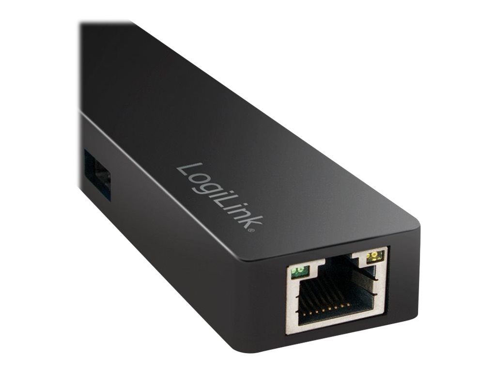 LogiLink USB 3.1 HUB 3-port Type-C w/Gigabit LAN schwarz