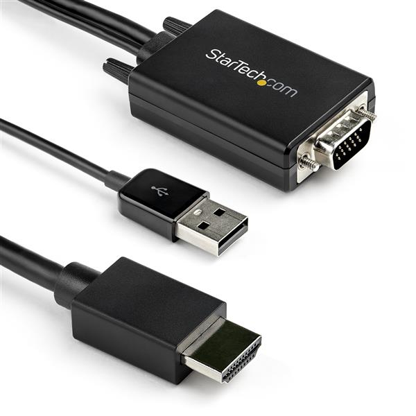 STARTECHCOM 2m VGA auf HDMI Adapter mit USBAudio 1080p Adapterkabel aktiv Stecker Stecker 2 Jahre Garantie