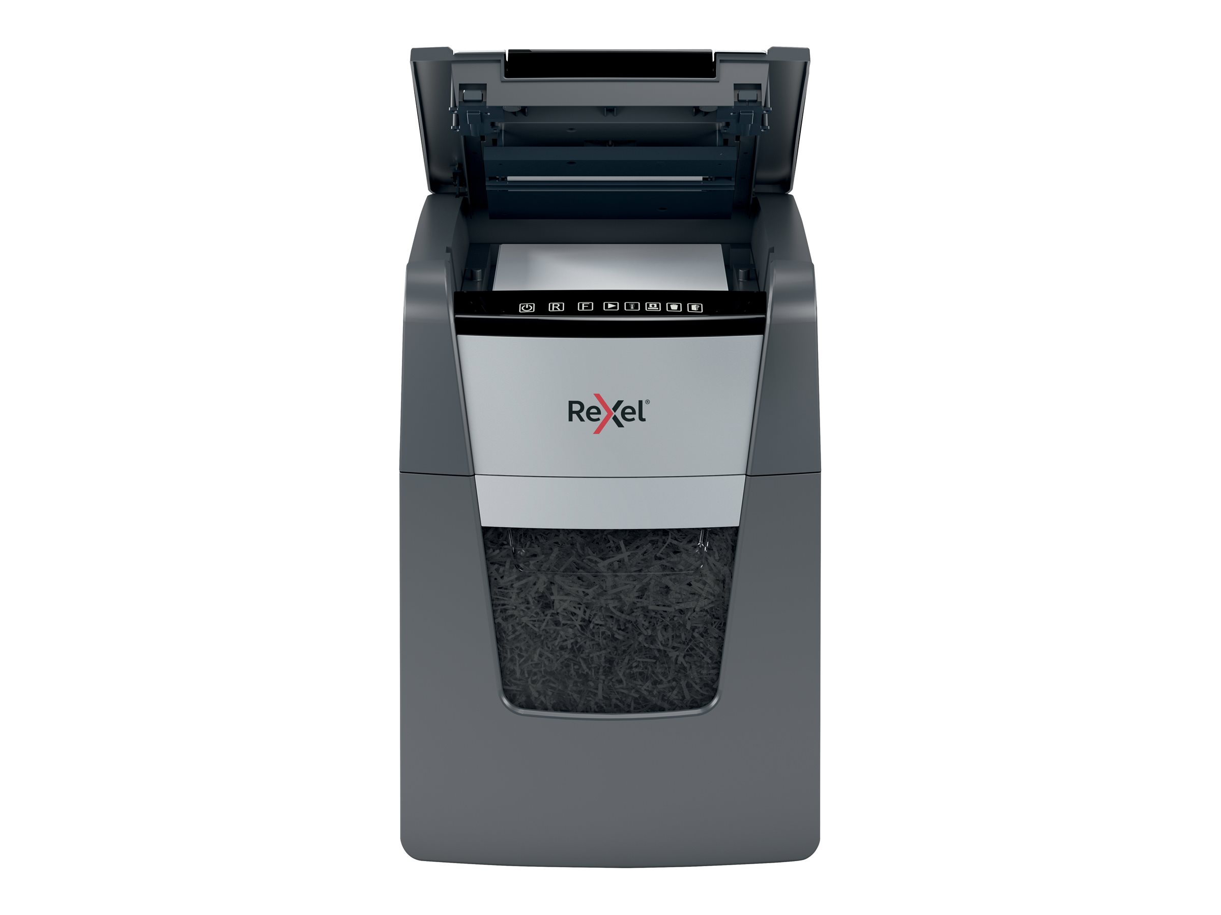 Rexel Optimum AutoFeed+ 90X Aktenvernichter mit Partikelschnitt P-4, 4 x 28 mm, bis 90 Blatt, schwarz