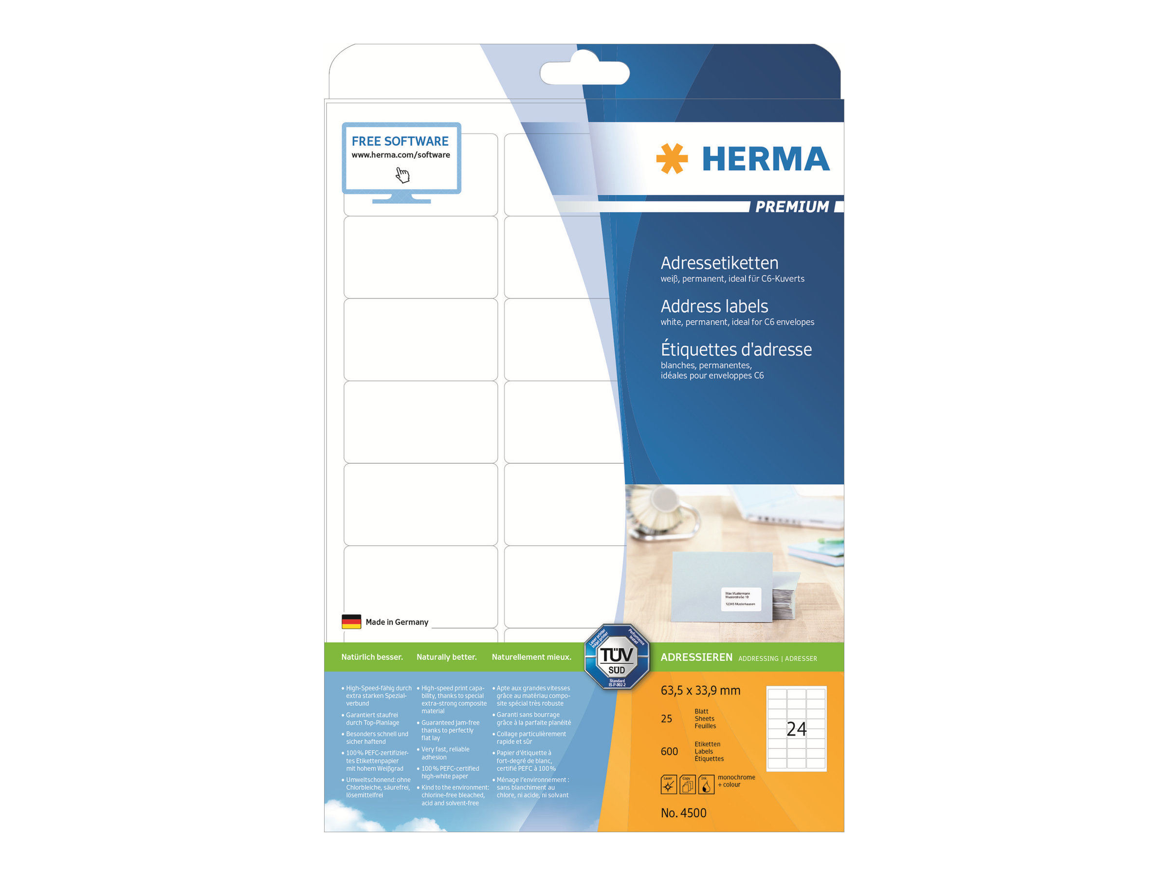 HERMA Premium Adressetiketten 63,5 x 33,9 mm weiß
