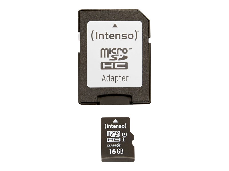 Intenso microSDHC Speicherkarte 16GB UHS-I Premium Class 10 + SD Adapter