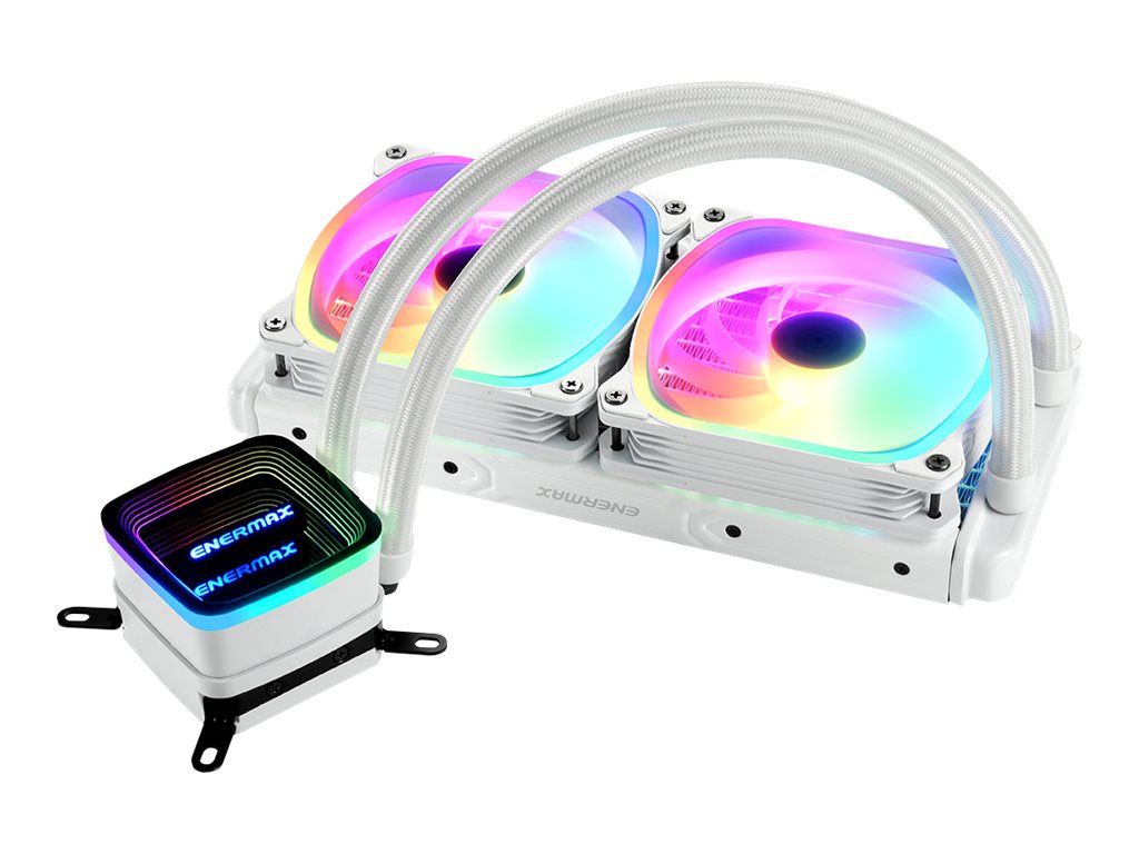 ENERMAX AQUAFUSION ADV ARGB Snow White 240 AIO CPU Wasserkuehlung Intel LGA1700 AM5 Ready,250W+ TDP 2x 240mm PWM SquA RGB-Luefter