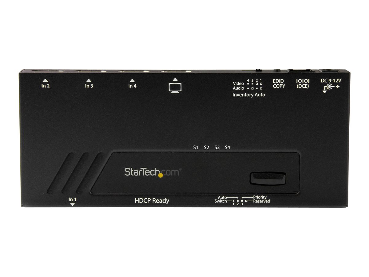 STARTECHCOM 4Port HDMI Automatic Video Switch 4K 2x1 HDMI Switch with Fast Switching AutoSensing and Serial Control