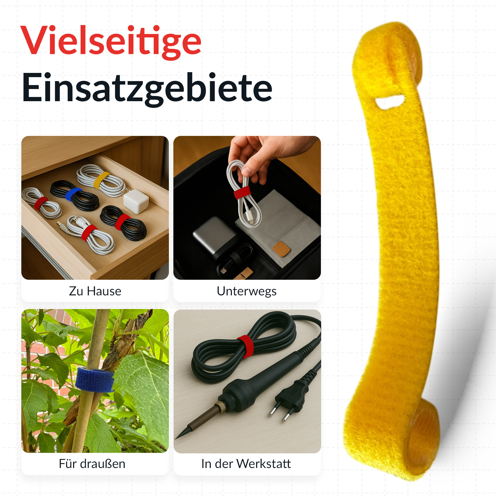 LABEL THE CABLE Klettkabelbinder BASIC STRAPS farbsortiert 17,0 cm x 1,4 cm, 10 St