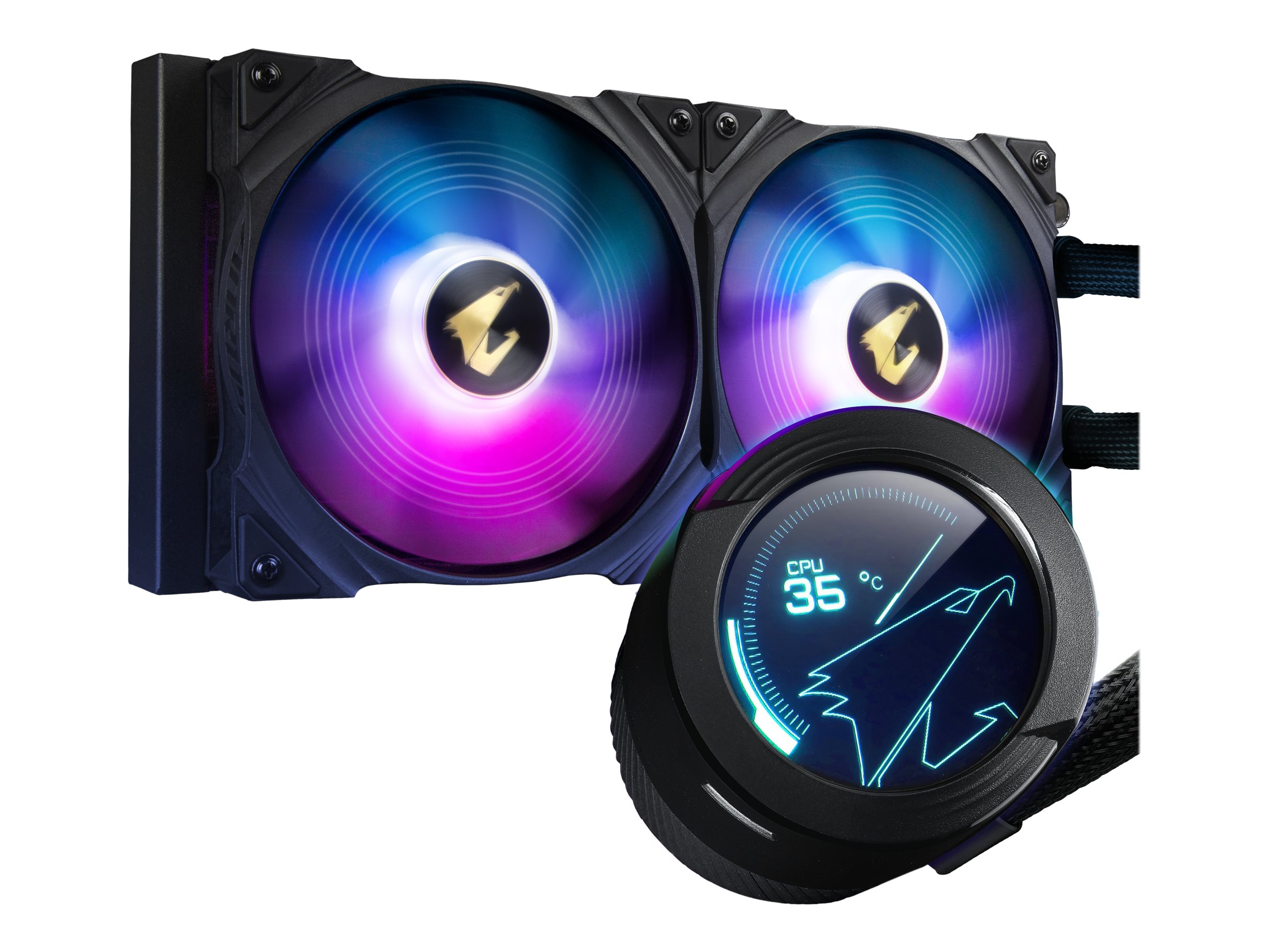 AORUS WATERFORCE X 280 All-in-one Liquid Cooler with Circular LCD Display RGB Fusion 2.0 Triple 140mm ARGB