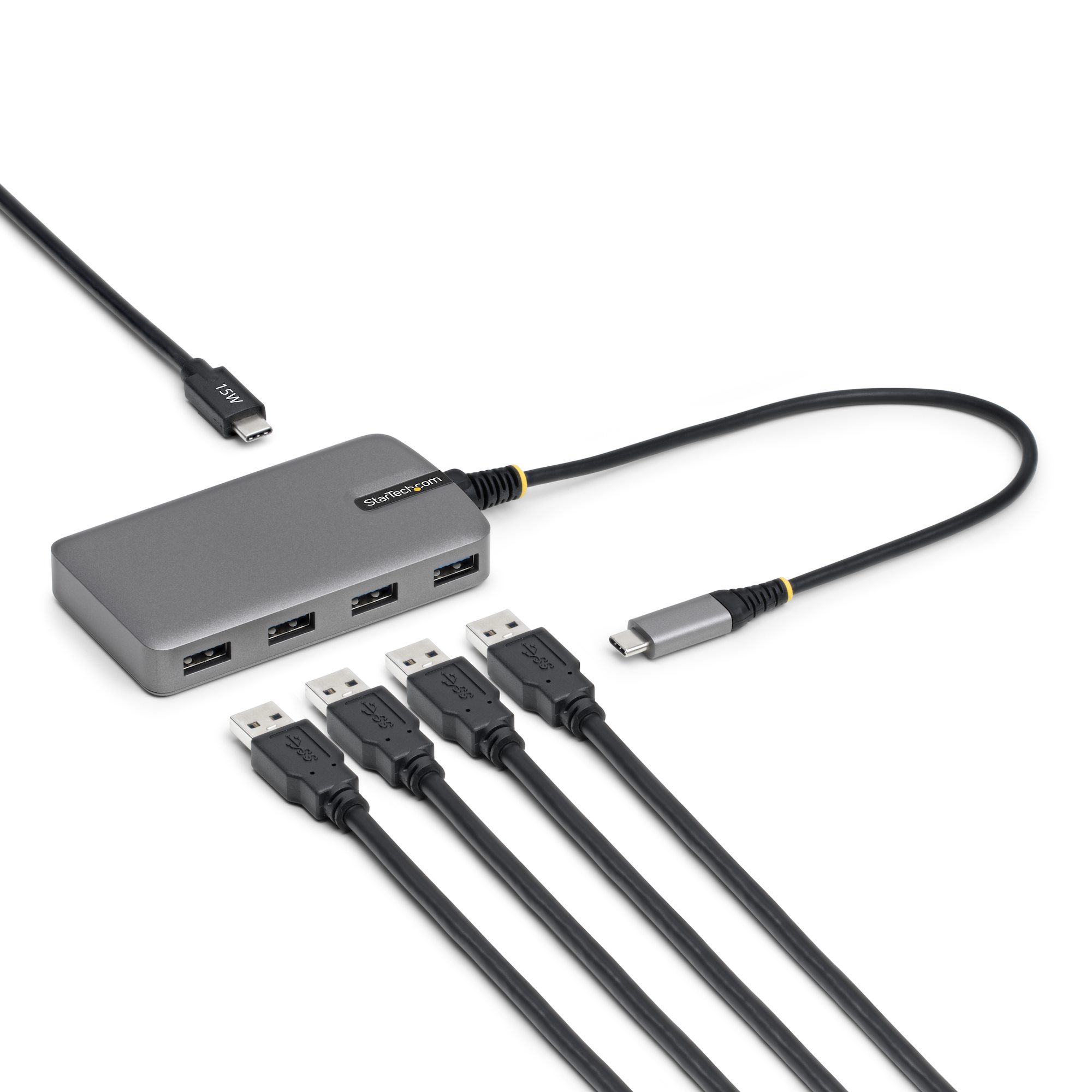 STARTECHCOM 4Port USBC Hub 5Gbps Busbetrieben USBC zu USBA Hub USB CNetzteil Port 30cm Kabel Reisehub USBC auf A Adapter