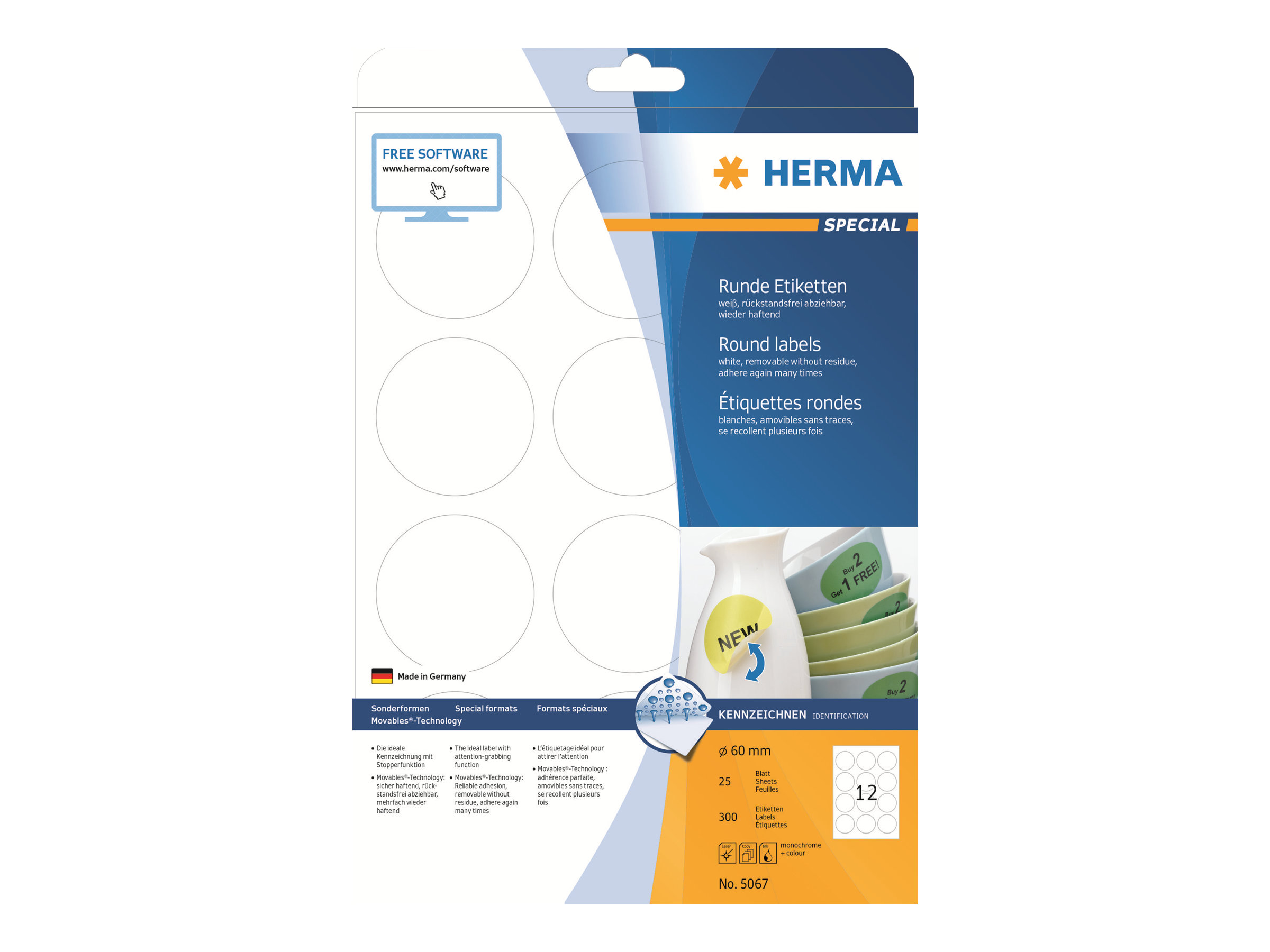 300 HERMA Etiketten 5067 weiss 60,0 x 60,0 mm 300 HERMA Etiketten 5067 weiss 60,0 x 60,0 mm
