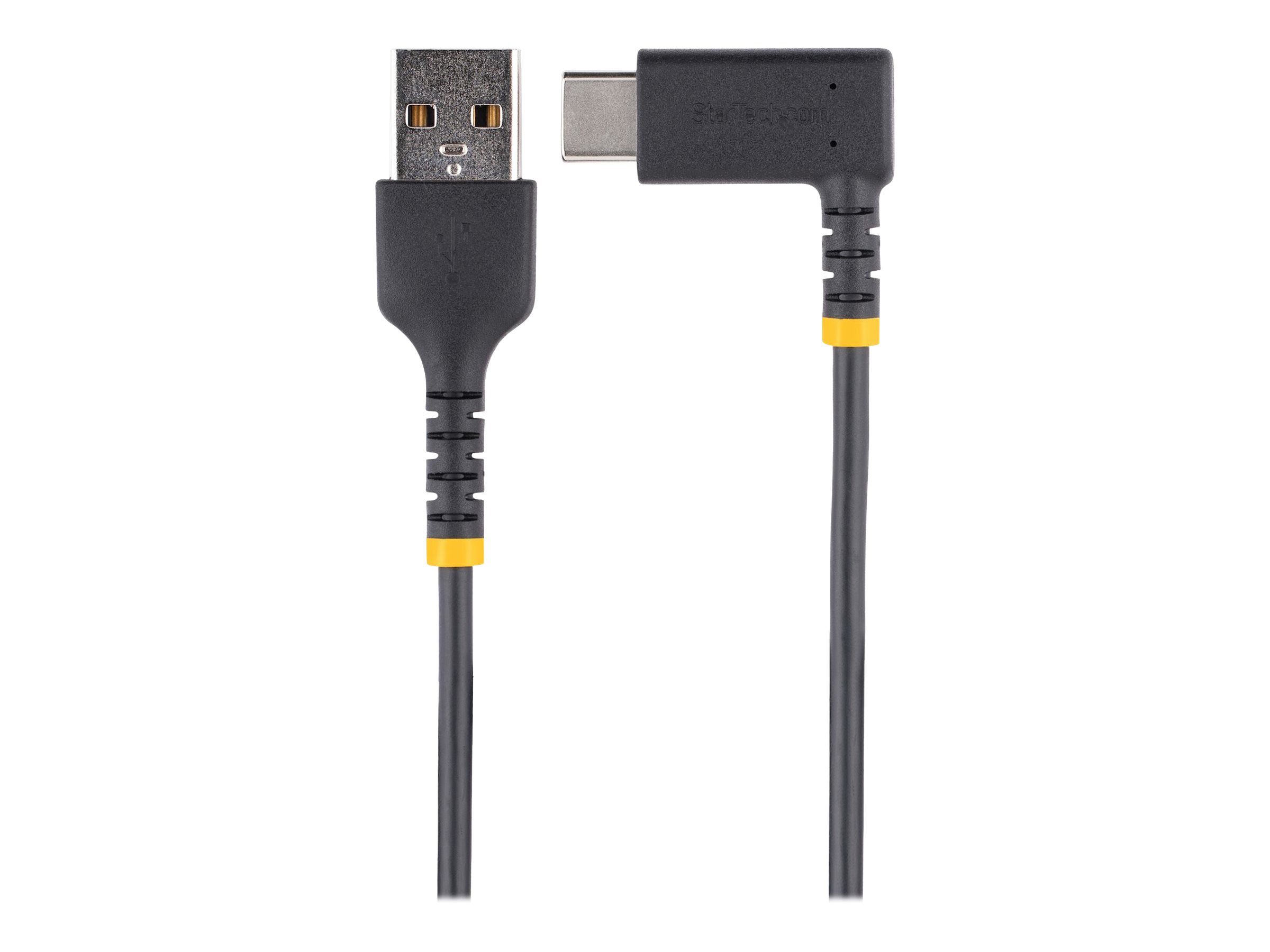 STARTECH.COM 6ft 2m USB A to C Charging Cable Right Angle Heavy Duty Fast Charge USB-C Cable Durable and Rugged Aramid Fiber 3A