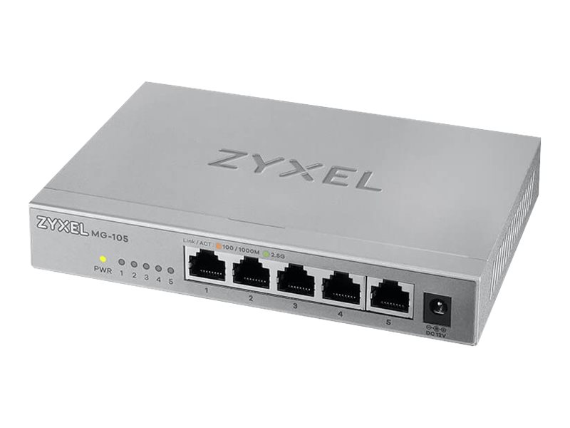 ZYXEL MG-105 5 Port 2,5G MultiGig Switch nicht verwaltet ZYXEL MG-105 5 Port 2,5G MultiGig Switch nicht verwaltet