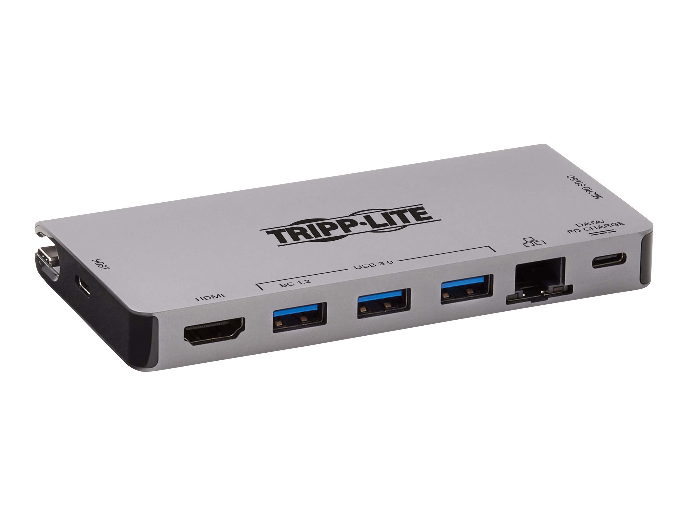 EATON TRIPPLITE USB-C Dock - 4K HDMI USB 3.2 Gen 1 USB-A Hub GbE Memory Card 100W PD Charging Detachable Cord