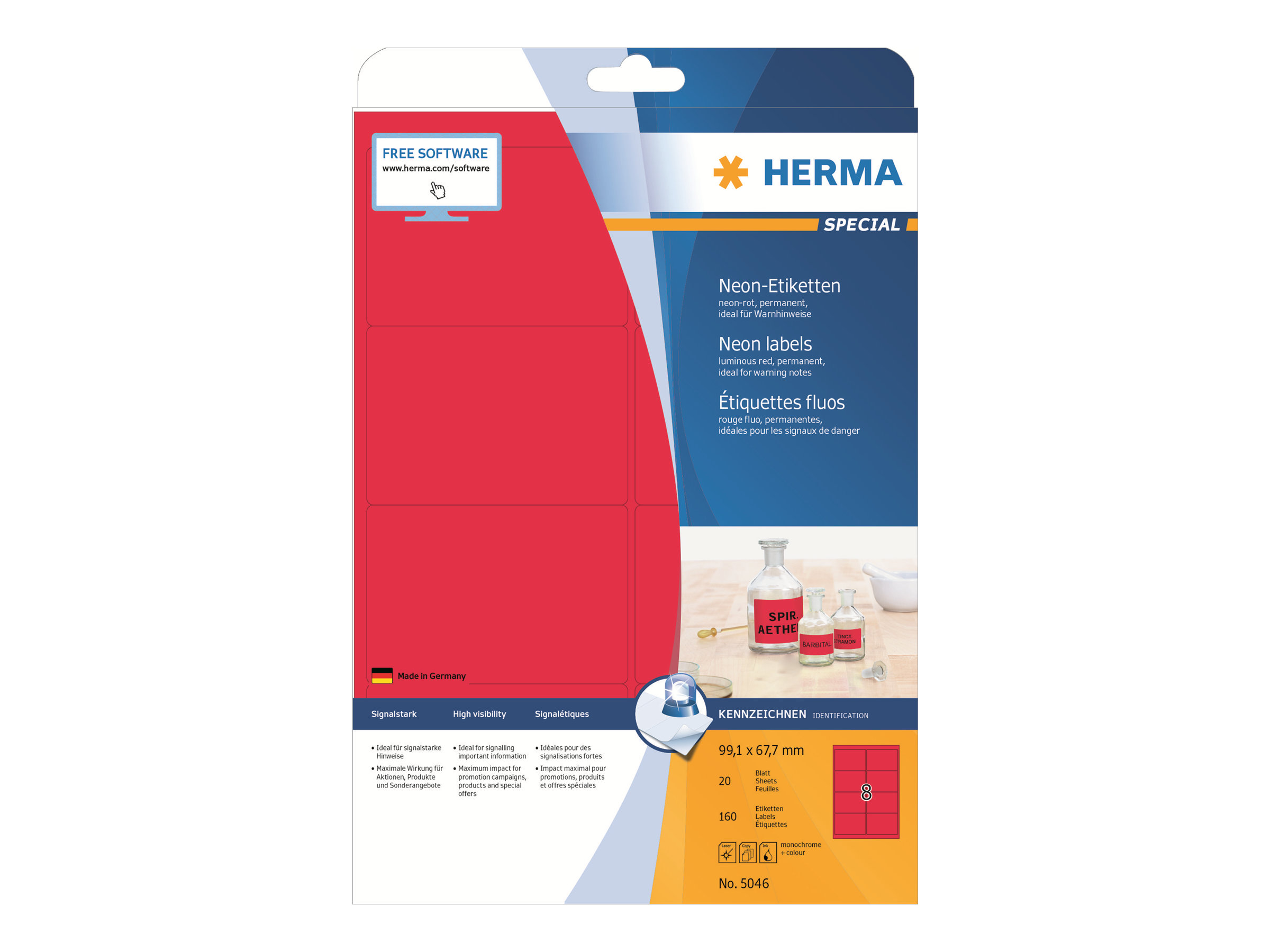 160 HERMA Etiketten 5046 rot 99,1 x 67,7 mm 160 HERMA Etiketten 5046 rot 99,1 x 67,7 mm