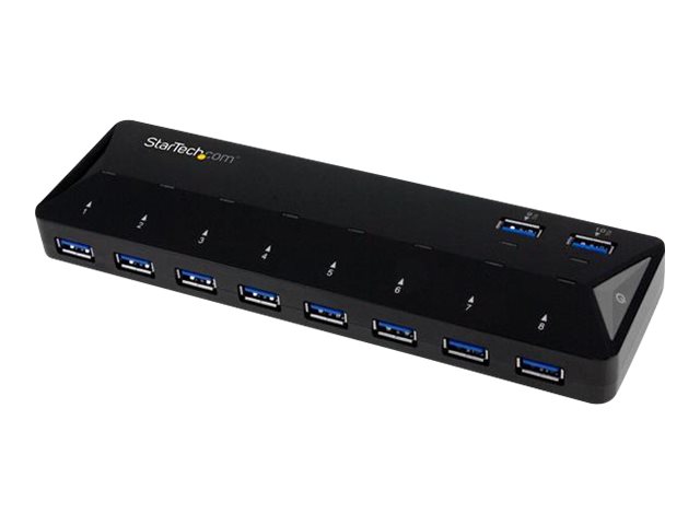 StarTech.com 10 Port USB 3.0 Hub mit Lade- und Sync Port - 2 x 1,5A Ports - Desktop Hub und Schnelllade Station - USB-Umschalter für die gemeinsame Nutzung von Peripheriegeräten - 10 Anschlüsse