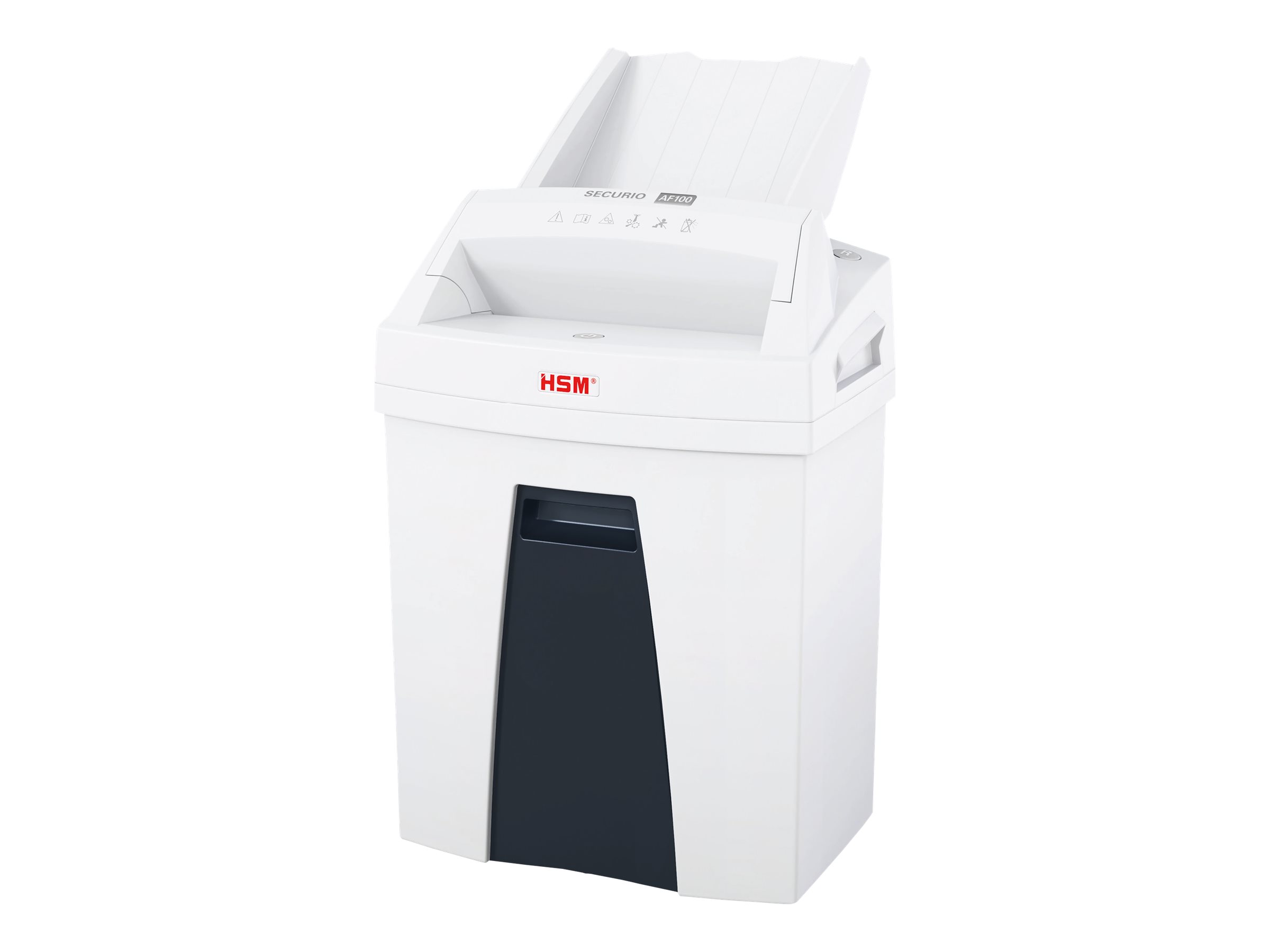 HSM SECURIO AF100 Aktenvernichter mit Partikelschnitt P-4, 4 x 25 mm, bis 100 Blatt, weiss HSM SECURIO AF100 Aktenvernichter mit Partikelschnitt P-4, 4 x 25 mm, bis 100 Blatt, weiss