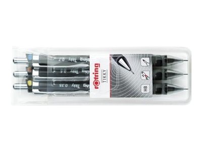 rotring Tikky Druckbleistift-Set schwarz HB 0,35 + 0,5 + 0,7 mm, 3 St. rotring Tikky Druckbleistift-Set schwarz HB 0,35 + 0,5 + 0,7 mm, 3 St.