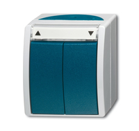 Busch-Jaeger Jalousieschalter 2601/4 W-53 10A 1polig grau/blaugrün Busch-Jaeger Jalousieschalter 2601/4 W-53 10A 1polig grau/blaugrün