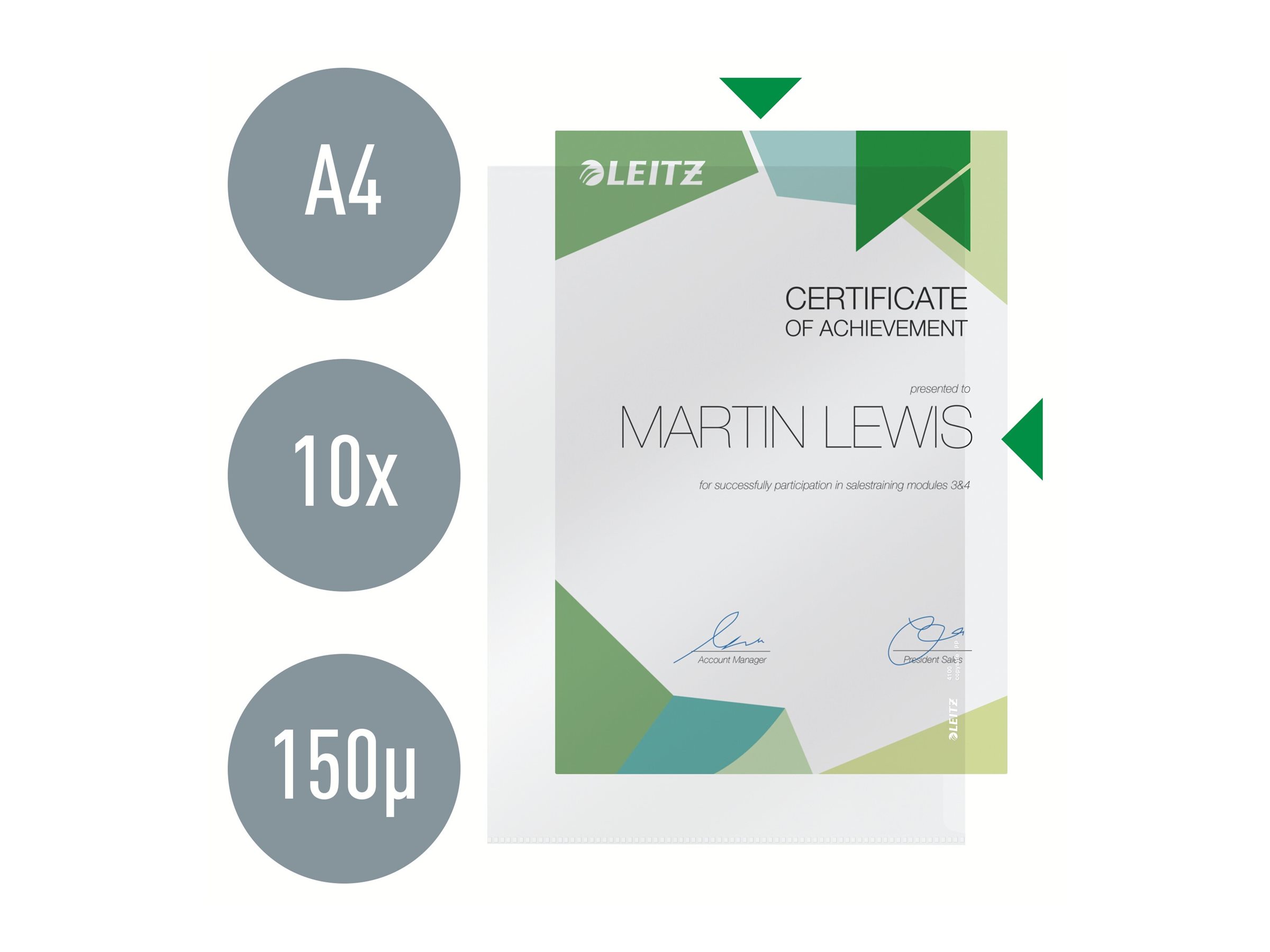 10 LEITZ Sichthuellen 4100 Premium DIN A4 glasklar glatt 0,15 mm