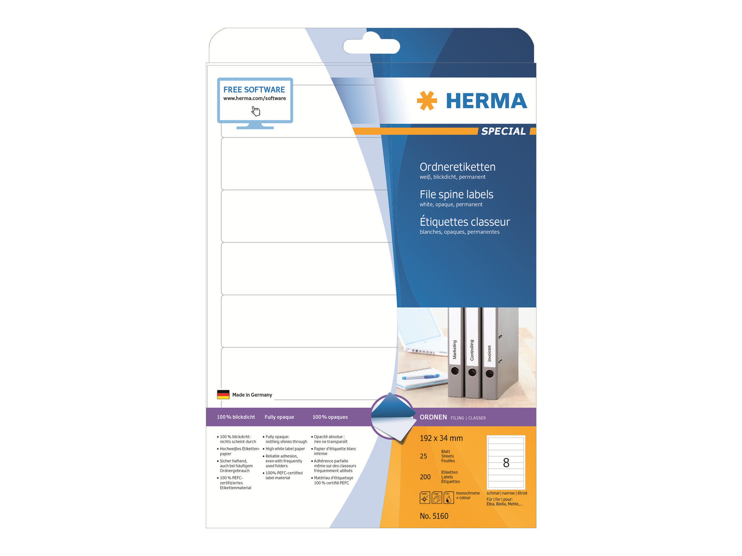 200 HERMA Ordneretiketten 5160 weiss 200 HERMA Ordneretiketten 5160 weiss