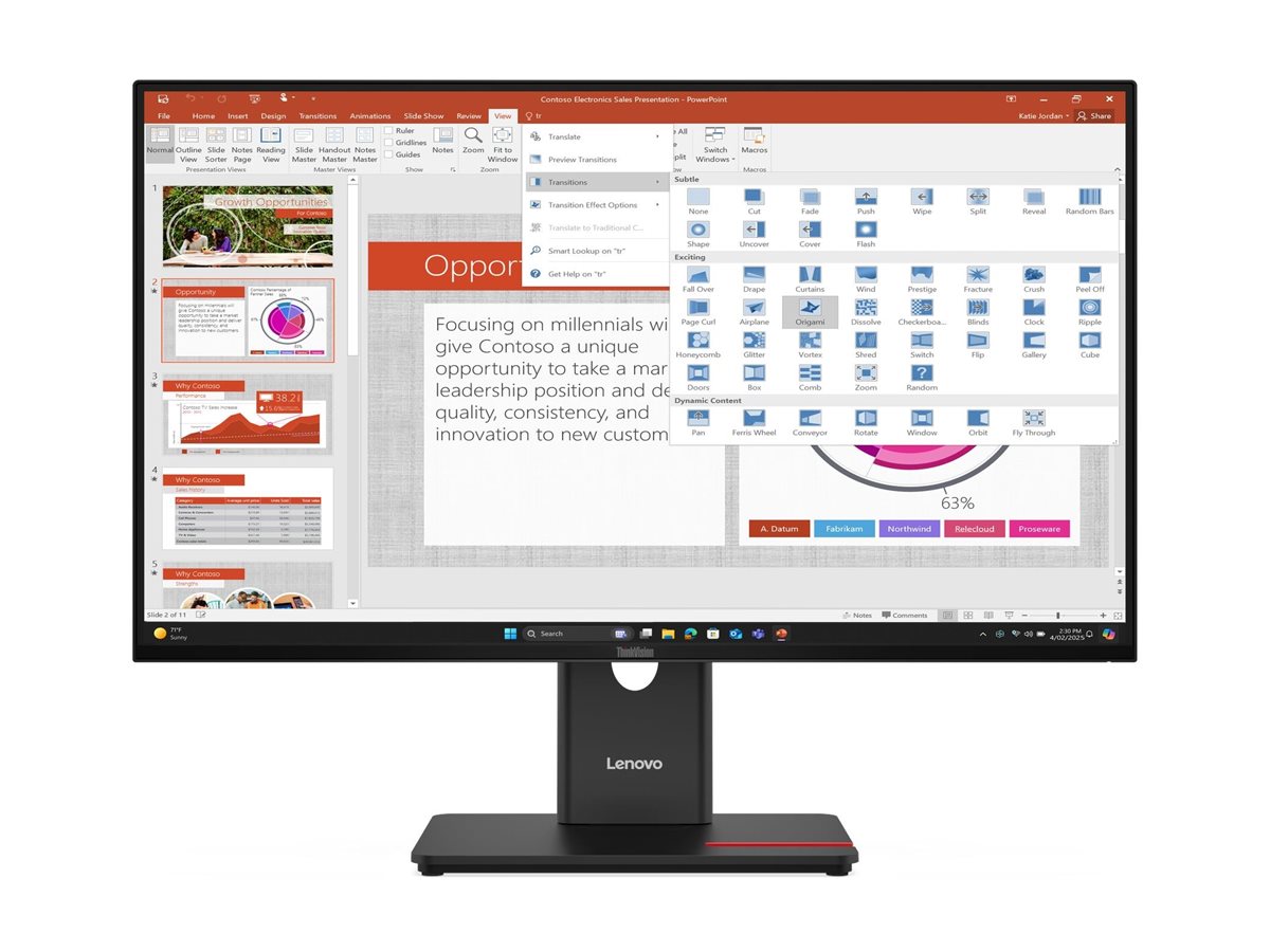 LENOVO ThinkVision T2740 68,58cm 27Zoll IPS 169 1920x1080 300cdm2 15001 HDMI DP VGA USB TopSeller