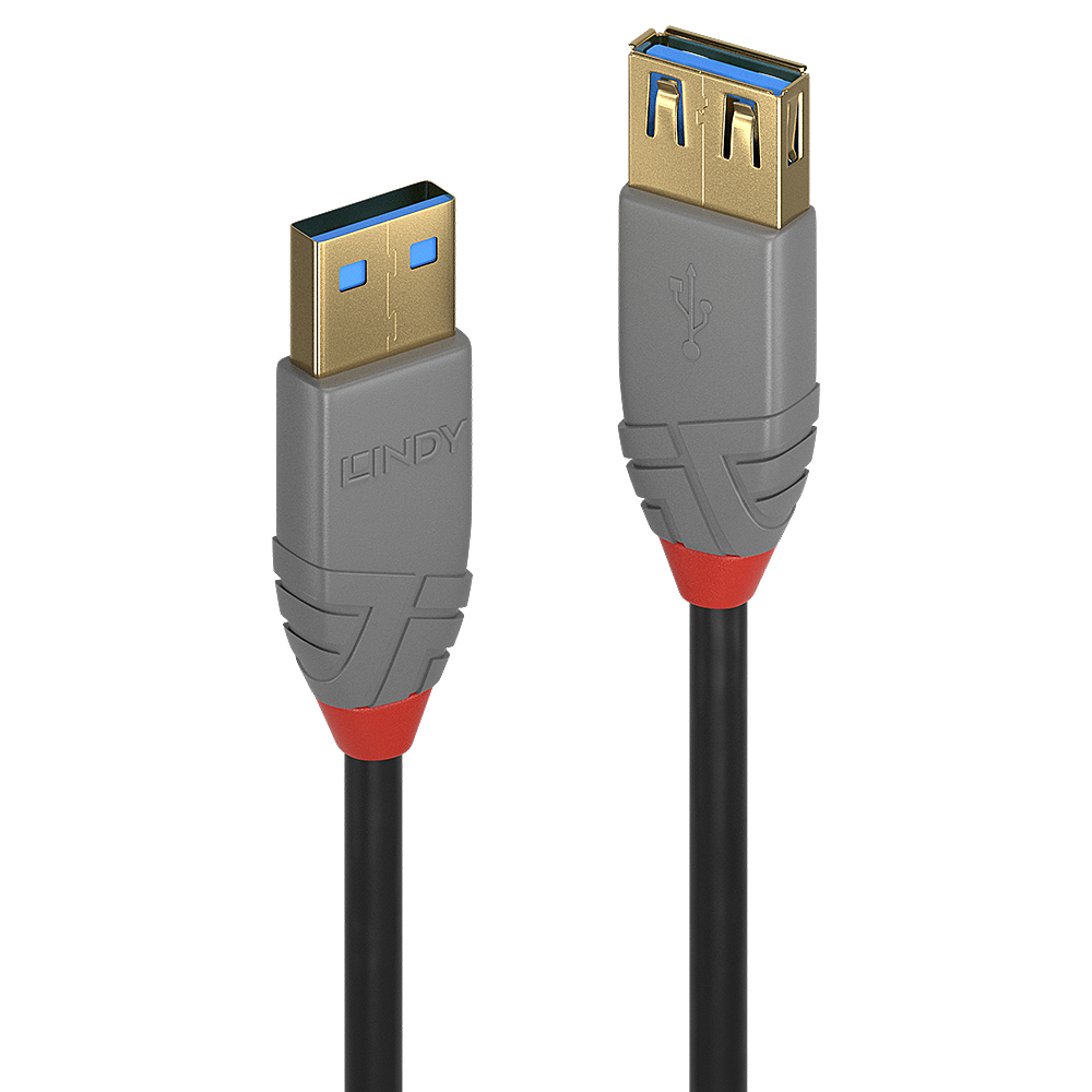 LINDY 0,5m USB 30 Typ A Verlaengerungskabel A male female Anthra Line