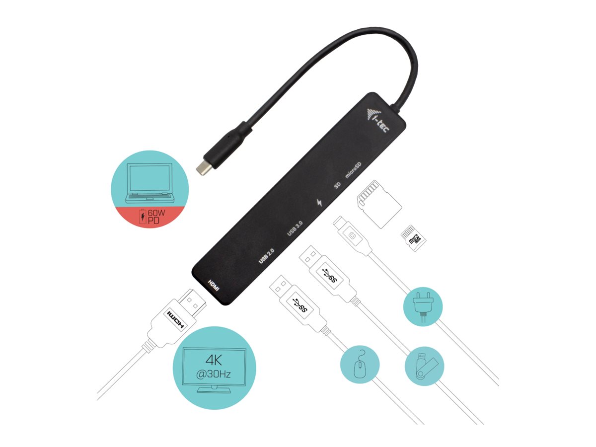 I-TEC USB-C Travel Easy Dock 1xHDMI 4K 1x USB-C 1xUSB 3.0 1xUSB 2.0 1xSD+1x microSD Kartenleser Power Delivery 60W 20cm USB-C Kabel I-TEC USB-C Travel Easy Dock 1xHDMI 4K 1x USB-C 1xUSB 3.0 1xUSB 2.0 1xSD+1x microSD Kartenleser Power Delivery 60W 20cm USB-C Kabel