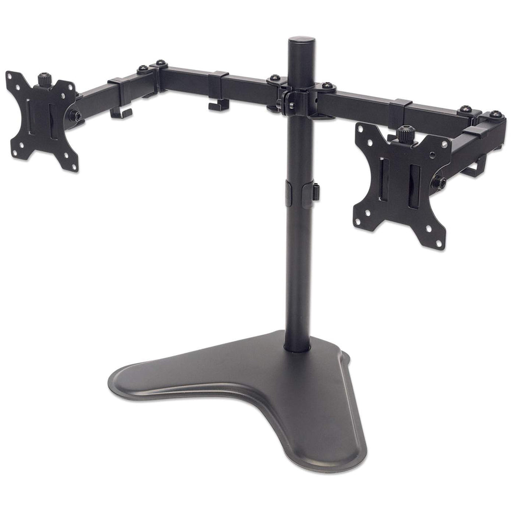 MANHATTAN Standfuss mit Monitorarm fuer 2 Monitore 33,0281,28cm 13Z bis 32Z bis zu 8kg zweifach schwenkbar schwarz