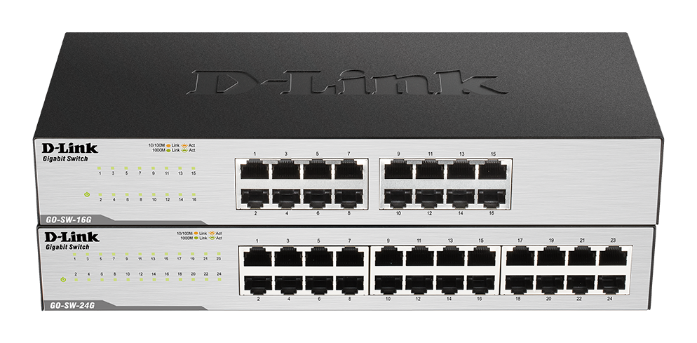 DLINK GOSW16G 16Port Gigabit Easy Desktop Switch 16x 101001000 Mbps LAN Ports 32 Gbps Kapazität