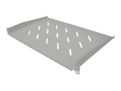 INTELLINET 48,3cm 19Zoll Fachboden zur Frontmontage 1HE Montage an den beiden vorderen Profilschienen 350mm tief grau perforiert