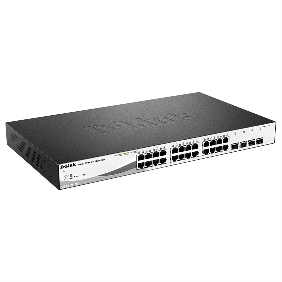 D-LINK DGS-1210-28P/E 28-Port smart managed PoE Gigabit Switch 24x 10/100/1000BASE-T PoE 4x TP Combo Port/SFP 193W PoE Kapazität