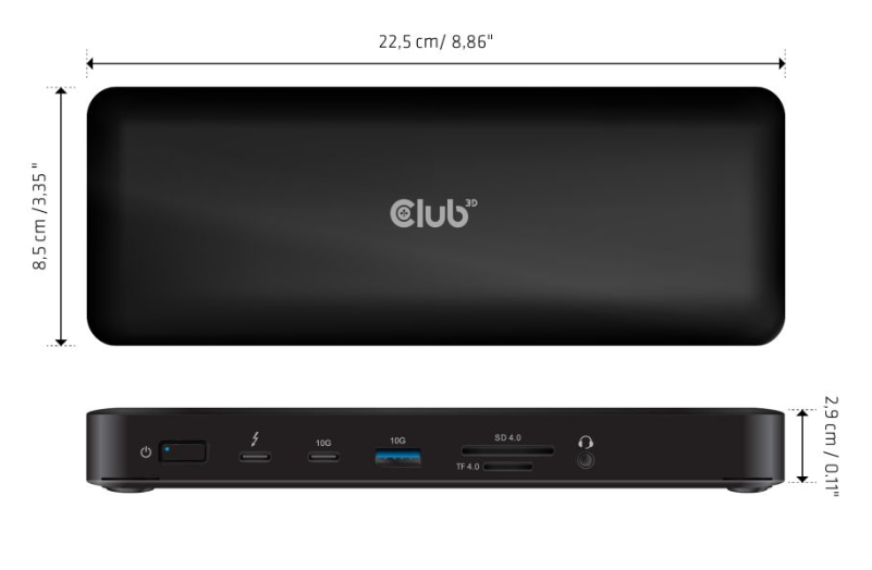 Club3D Thunderbolt4 16in1 Dockingstation 4 Displays StBu