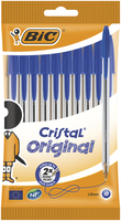 BIC Kugelschreiber Cristal Original transparent, Schreibfarbe: blau, 10 St.