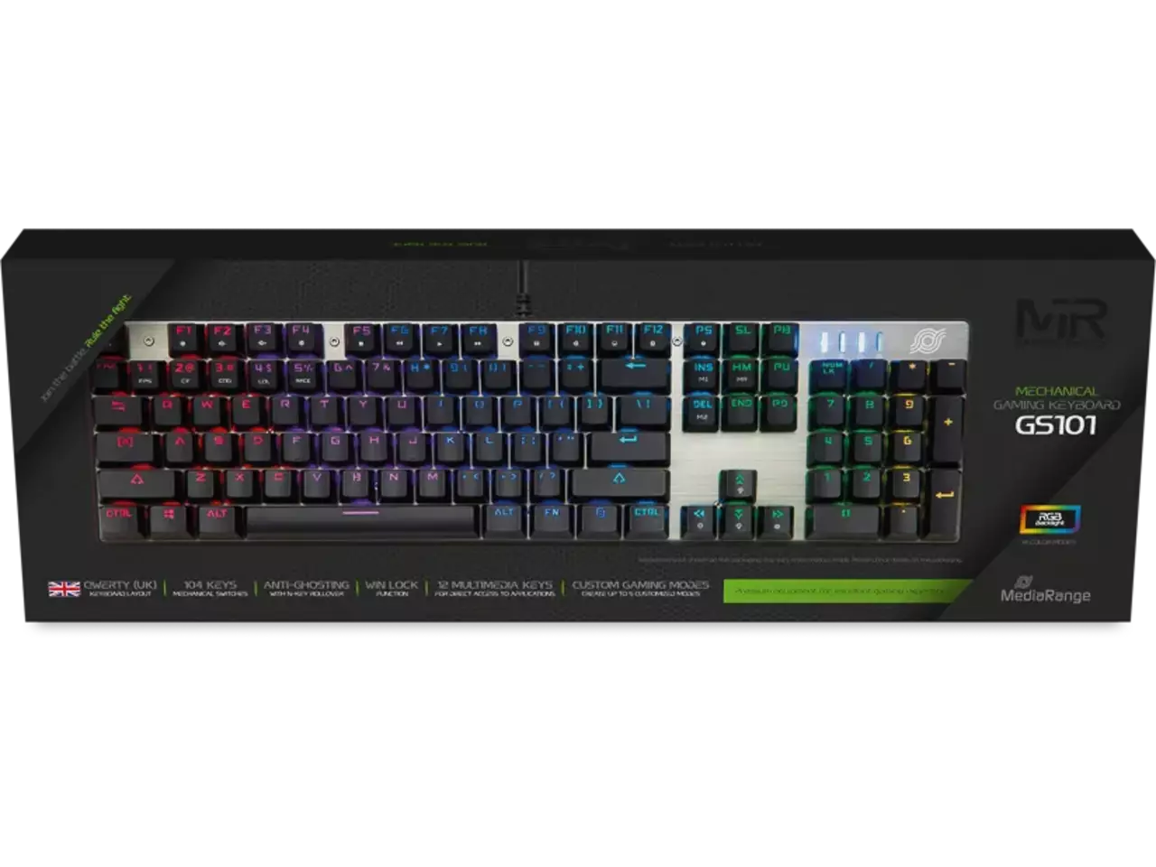 MEDIARANGE MRGS101UK Gaming-Tastatur 104-Tasten QWERTY UK