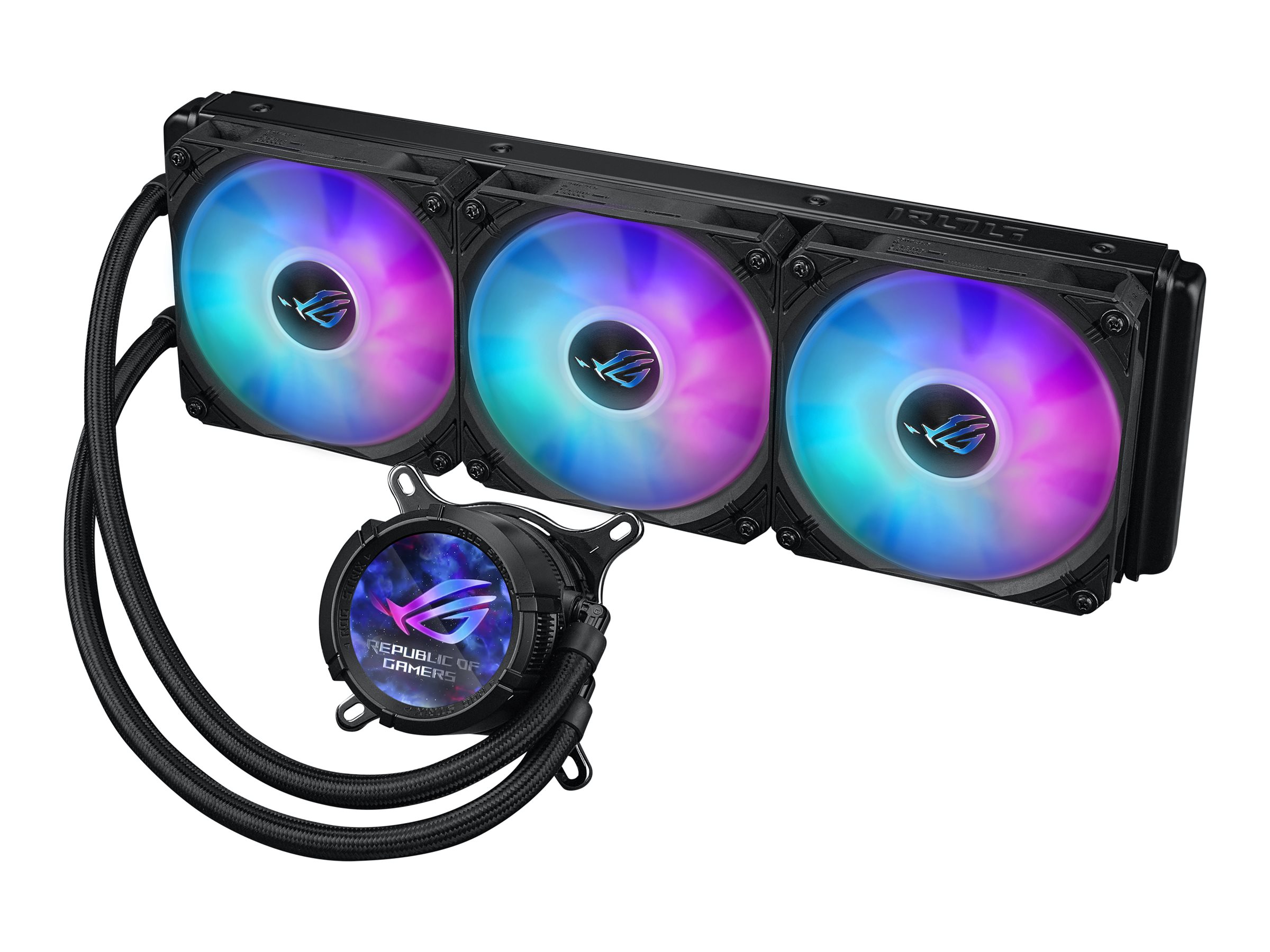ASUS ROG Strix LC III ARGB LCD allinone CPU liquid cooler with 21 IPS LCD Aseteks new Gen7 v2 pump and premium ROG ARGB fans